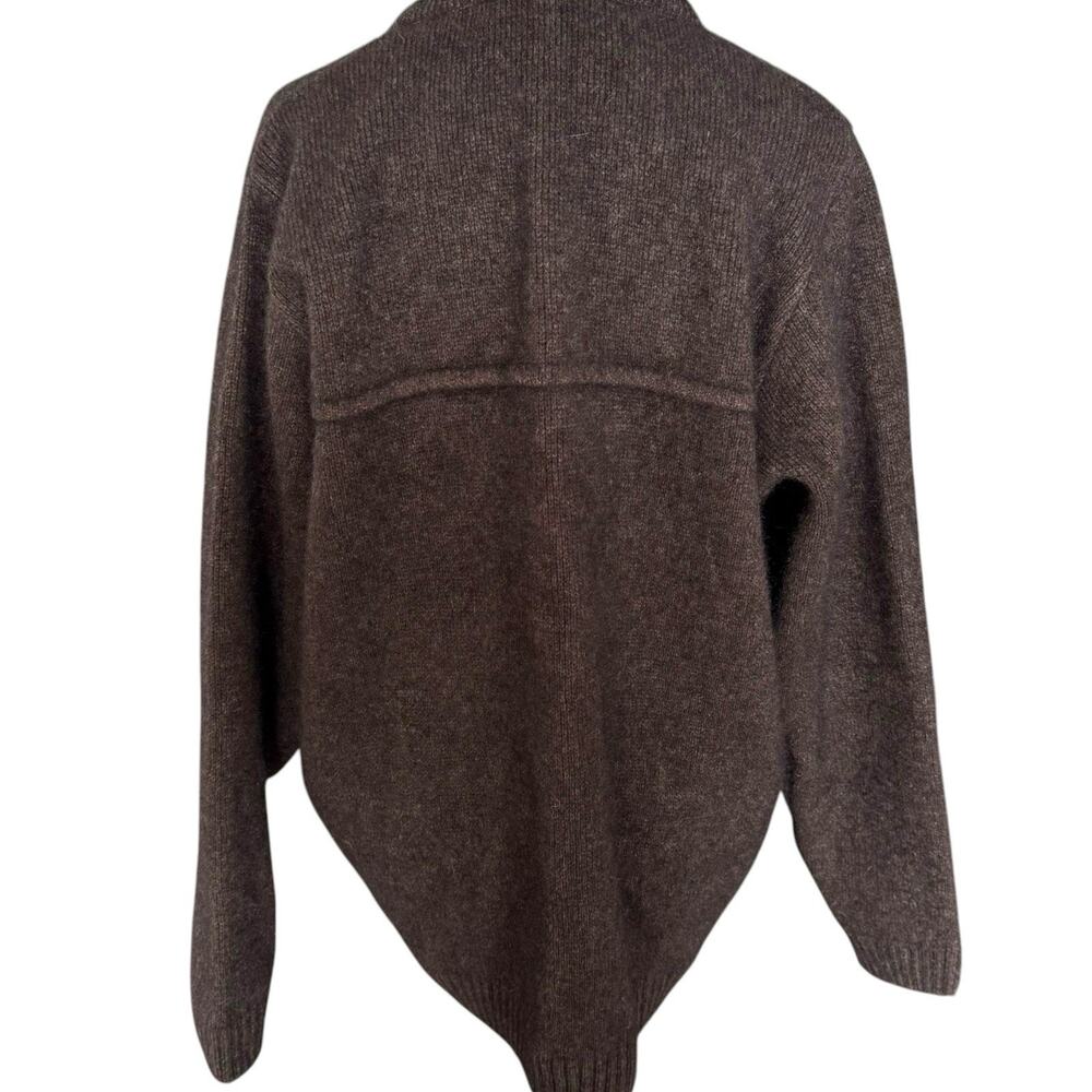 New Zealand Merino Wool Possum Brown Zip Jacket Sweater Large Weft Ind. Vintage - Picture 7 of 15